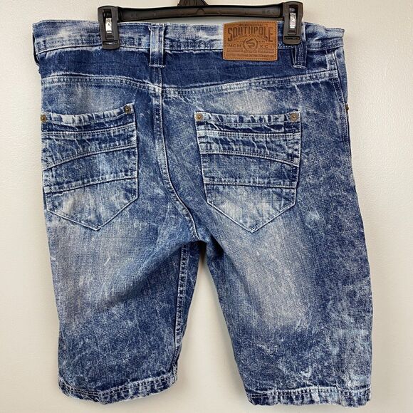South Pole shorts men's‎ 34x12 blue denim stonewash distressed - Picture 2 of 11